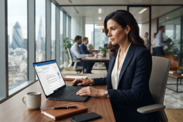 Equipo de trabajo utilizando una plataforma de correo empresarial con soporte para gestionar la comunicación corporativa.