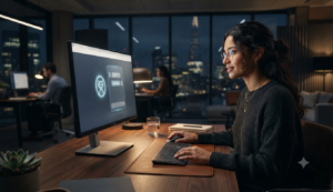 Cliente conversando con un Chat AI para empresas desde el sitio web de una compañía.
