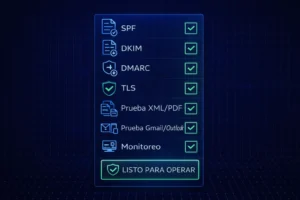 Servicio de Correo Empresarial para Facturación Electrónica con checklist de salida