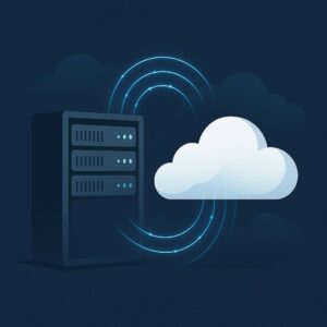 Representación visual de conexión entre servidores locales y servidores en la nube