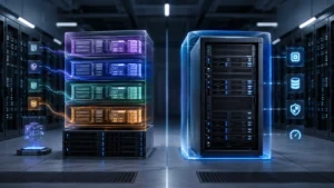 Comparación visual entre VPS y servidor dedicado
